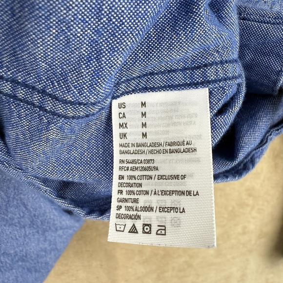 American Eagle Mens Chambray Button Down Shirt Size M Blue Long Sleeve Classic - Picture 8 of 10